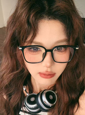 新款方形黑色大框眼镜架女高级感御姐风素颜防蓝光显脸小潮平光镜