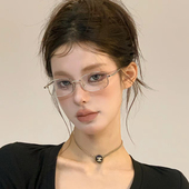 韩版 度数 复古方形清冷感金丝眼镜斯文小框细框素颜眼镜框近视女款