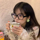 韩系大方框高级感黑框素颜眼镜女圆脸显瘦早八简约防蓝光学生镜框