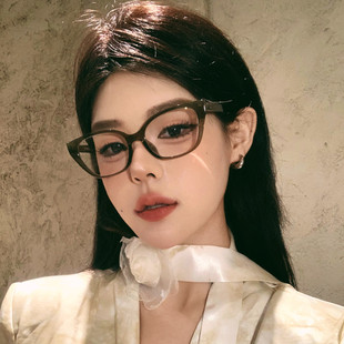 复古黑框猫眼素颜神器近视眼睛框方圆脸显瘦可配近视度数眼镜女潮