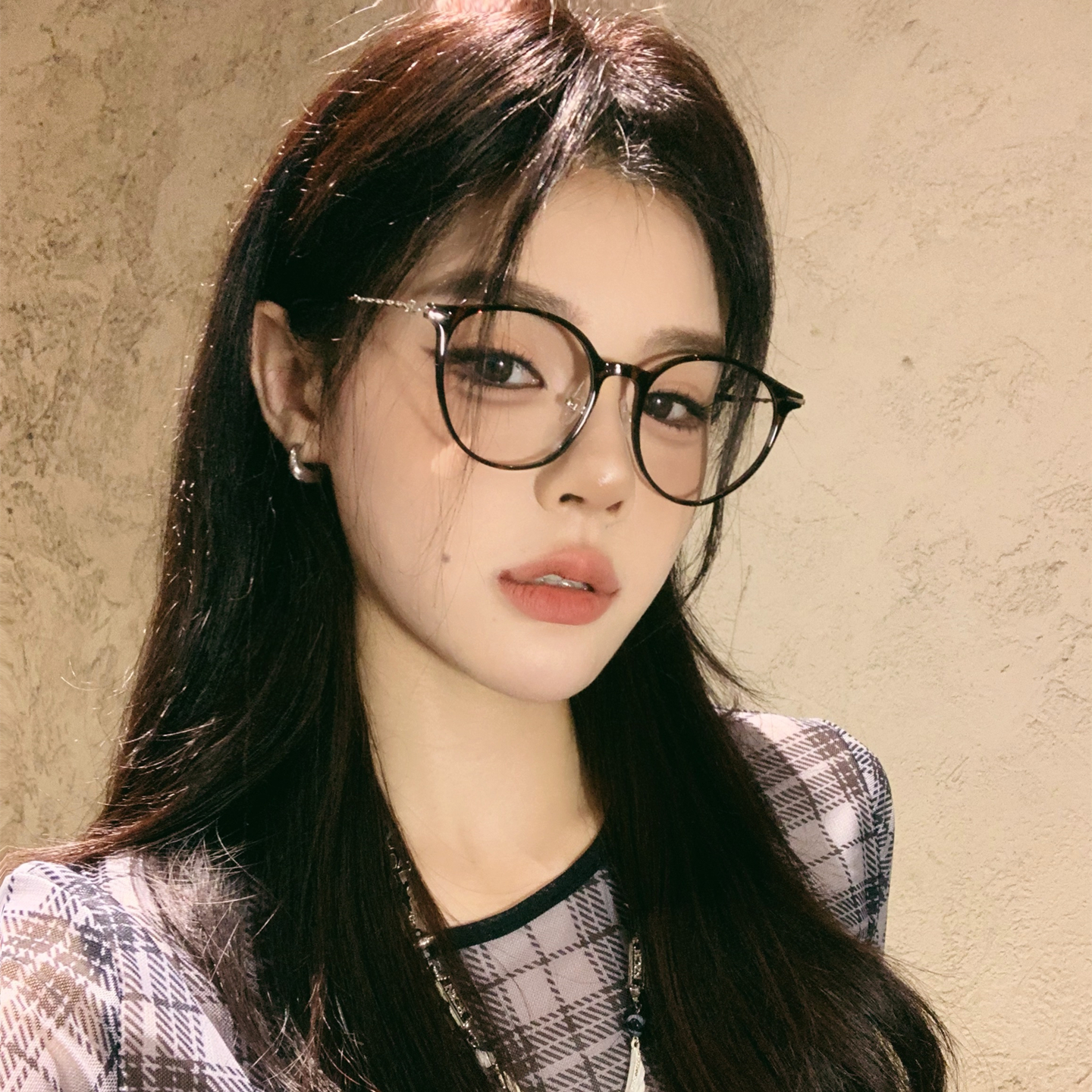 韩版素颜大圆框防蓝光镜