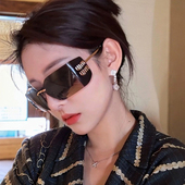 高级感太阳眼镜女 英同款 欧美复古个性 无框茶色墨镜y2k千禧风张元