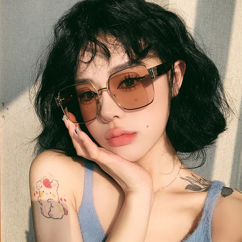 桔里防紫外线方形个性女款太阳镜