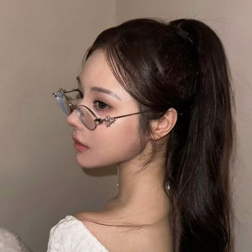 jennie同款无框镶钻眼镜可配度数