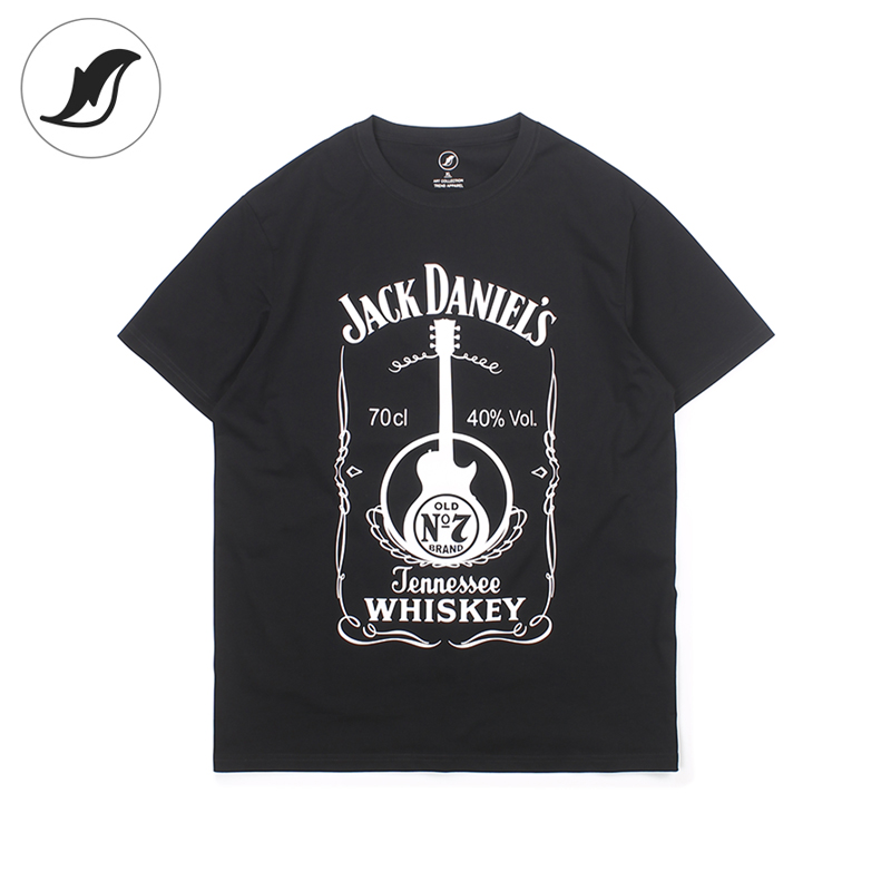 big bad wolf x jack daniels杰克丹尼联名吉他男女圆领短袖t恤