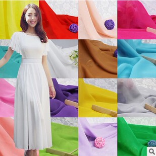 高密100D加捻雪纺布料 乔其纱面料 纯色透明里料汉服连衣裙子内衬