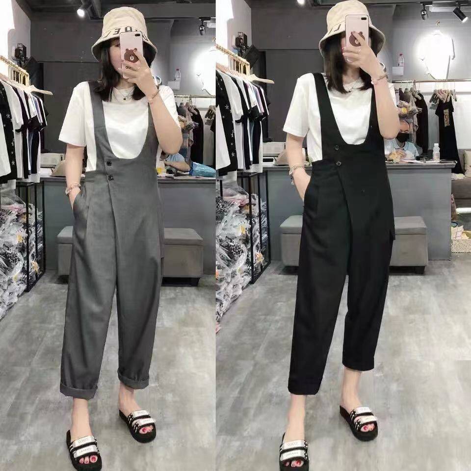 2026春秋新款韩版百搭时尚显瘦哈伦直筒九分背带裤女连体裤小个子