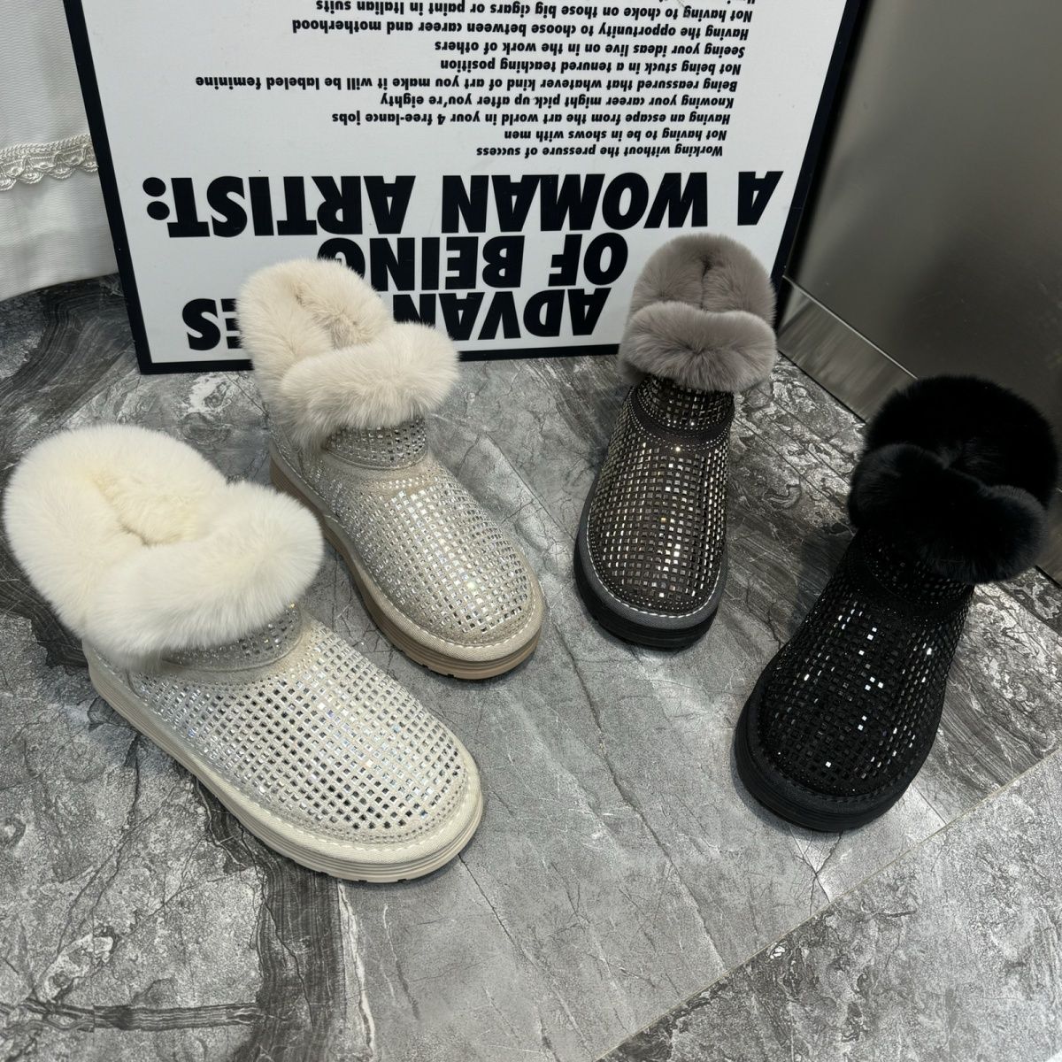 2025冬季新款加绒加厚保暖雪地靴女厚底增高短筒靴子