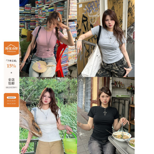 宅宅athome//直角肩神T！版型很绝压线正肩圆领显瘦短袖t恤