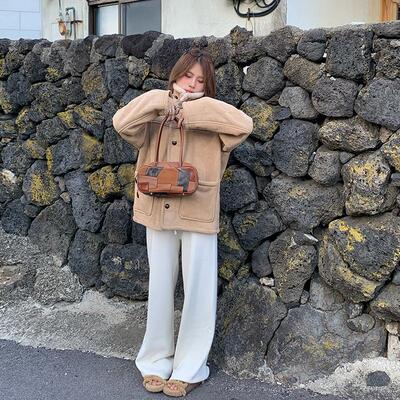 2024秋冬百搭麂皮绒外套宽松休闲