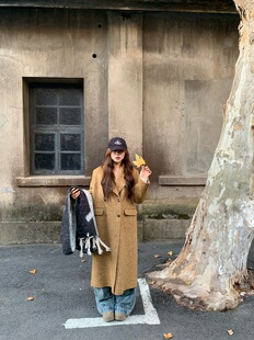 宅宅athome//枫糖栗子 韩系正肩廓形羊毛大衣气质显瘦双面呢外套