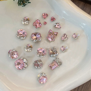 新款美甲饰品粉色堆钻歪心爱心美甲钻斧头肥方长方成品堆堆钻钻球