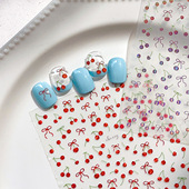 果冻樱桃蝴蝶结美甲贴纸简约可爱甜美网红装 饰贴纸手机壳贴纸