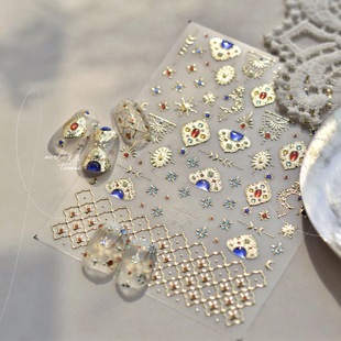 新款 饰贴 烫金波西米亚美甲贴纸复古宫廷风轻奢花纹图腾网红指甲装