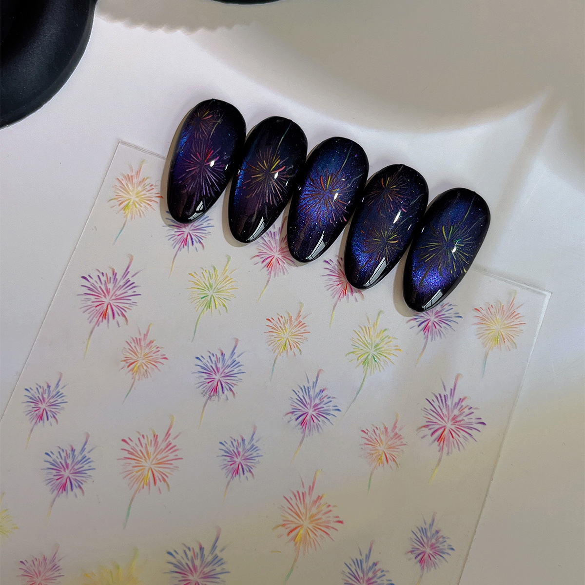 美甲贴纸平面烟花彩色渐变