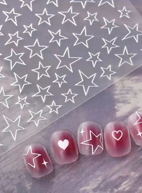 黑白色星星镂空烫金银色指甲贴纸网红款彩色不规则美甲装饰品贴花