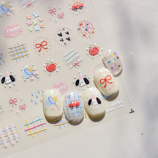 美甲贴纸新款 饰贴 可爱卡通库洛米玉桂狗浮雕贴纸指甲贴纸装