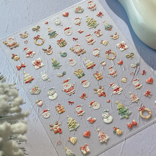 浮雕小清新圣诞美甲贴纸圣诞节系列大杂烩装 饰贴纸手机壳贴纸