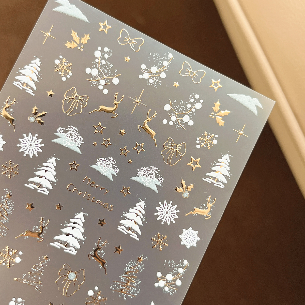 美甲贴纸烫金银圣诞雪花麋鹿