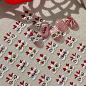 新款 醒狮如意美甲贴纸3d立体浮雕国风新年醒狮网红指甲装 饰贴