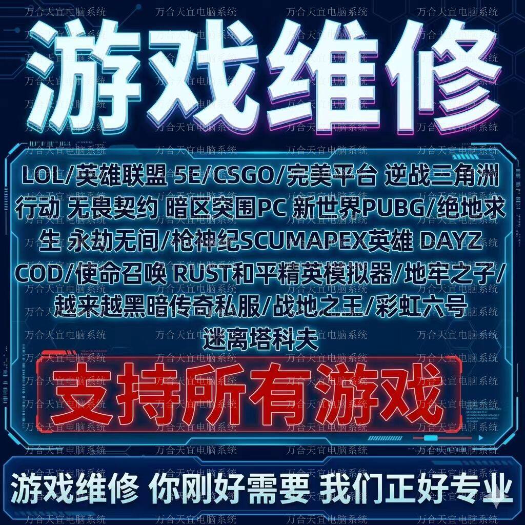 电脑机器维修LOL穿越火线APEX逆战未来CF塔科夫码无畏契约过炸鱼