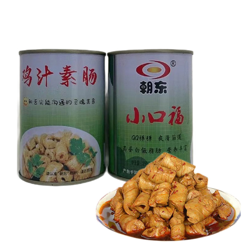 新老包装【朝东】鸡汁素肠罐头350g/罐 整箱袋装香辣面筋卫辉特产