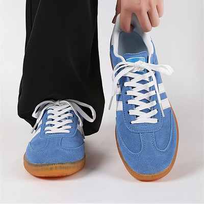 真皮复古蓝色桑巴德训鞋女2026新爆款内增高板鞋运动阿甘小白鞋男