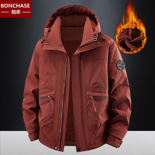 秋冬季加绒加厚棉衣男士大码宽松