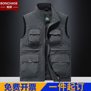 工装马甲定制高端印logo印字反光多口袋摄影钓鱼坎肩背心男女同款