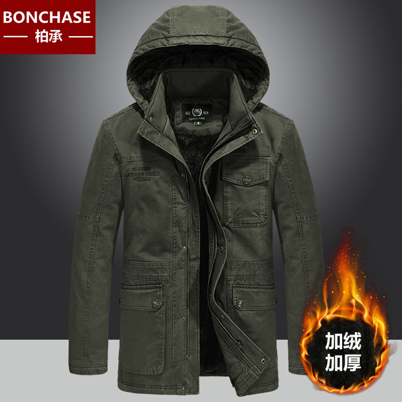 男士冬季棉衣加绒加厚外套纯棉宽松工装多袋棉袄中长款大码棉服男,男装,棉衣,淘宝优惠券,粉丝福利购,淘宝优惠卷