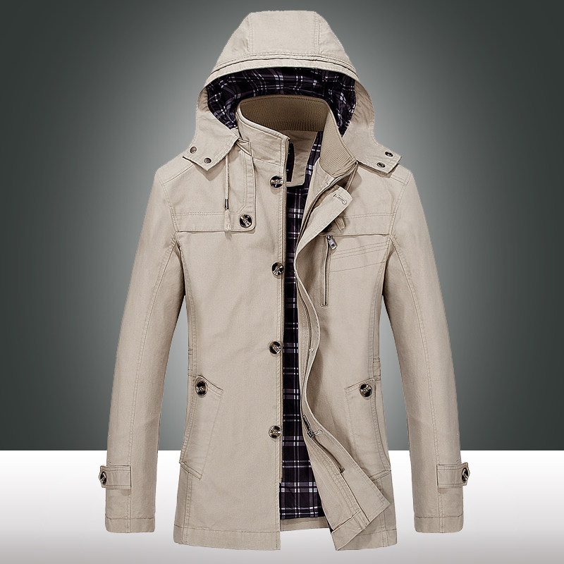 秋季夹克男士纯棉中长款男装大码上衣薄款时尚潮流帅气休闲外套男