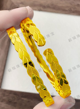 高级感麦穗金包银手镯轻奢时尚黄金小众设计镯子送女友闺蜜礼物