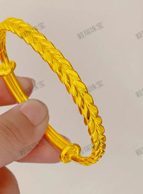 轻奢麦穗金包银手镯高级感黄金小众设计气质镯子送礼饰品
