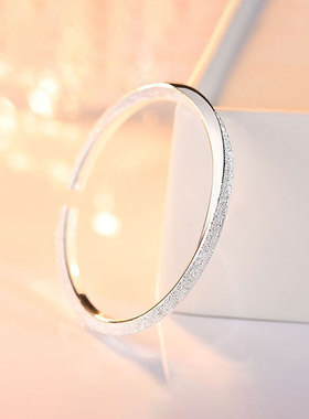 简约森系推拉款情人千足纯银手镯