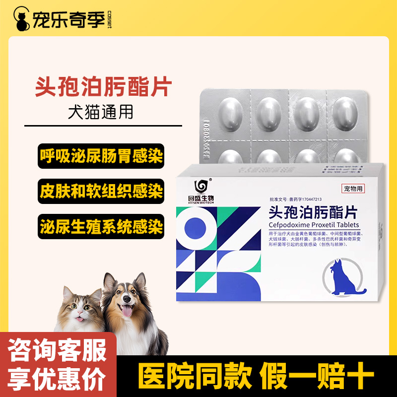 头孢泊肟酯片猫狗皮肤病真菌细菌脓皮症消炎感冒泌尿感染猫咪狗狗