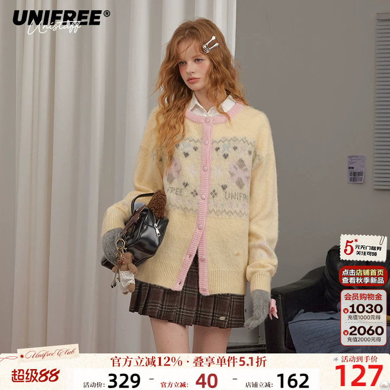 UNIFREE甜美复古毛针织衫图片