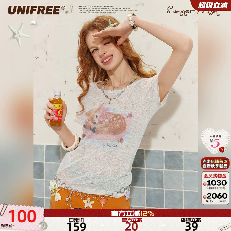UNIFREE花纱肌理感短袖T恤图片