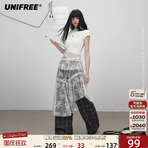 UNIFREE短袖蕾丝连衣裙