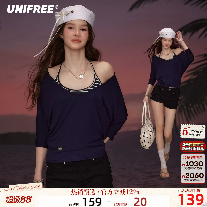 UNIFREE藏蓝色宽松慵懒上衣图片