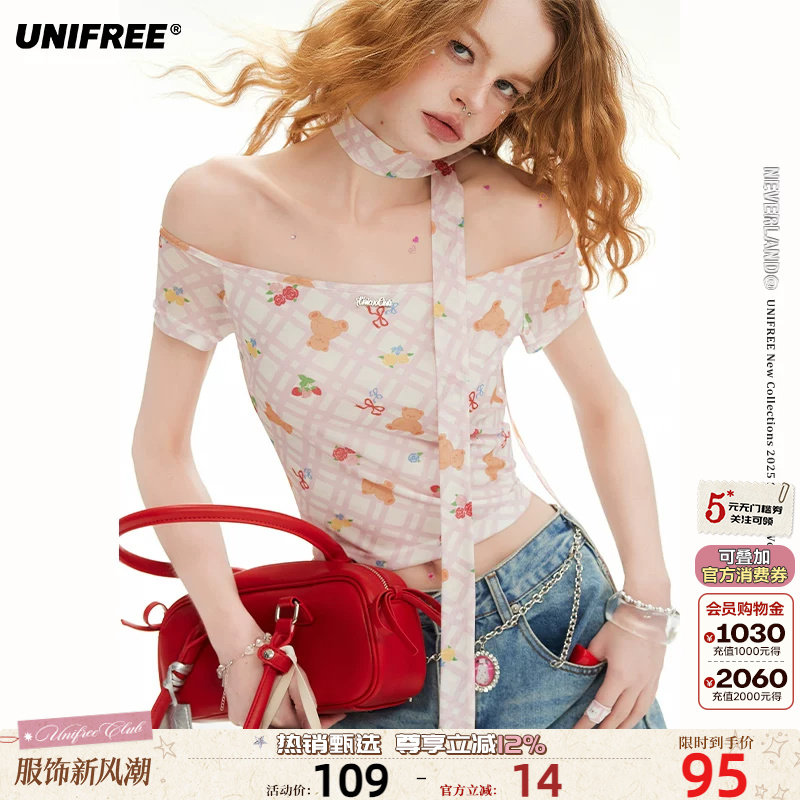 UNIFREE趣味印花修身T恤图片