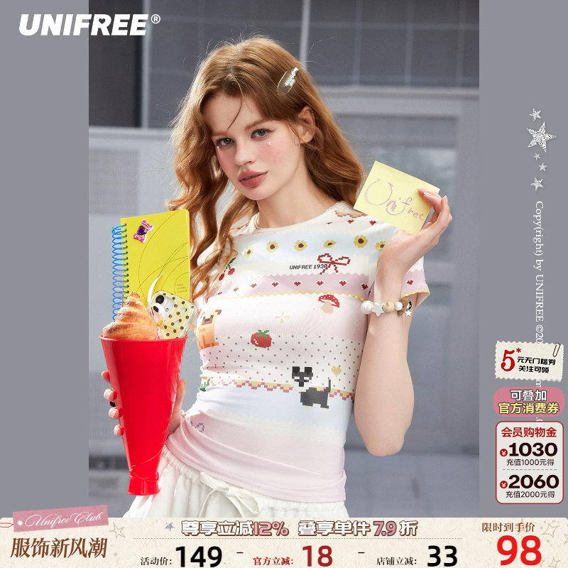 UNIFREE卡通印花短袖T恤图片