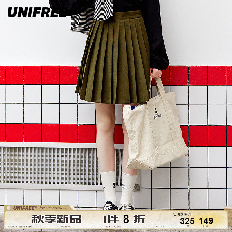 UNIFREE百褶裙女初秋款半身裙棕色高腰a字2022新款小个子灰色短裙|ruв категории Женская одежда, юбка - от Buy2taobao.com для оказания профессиональной услуги покупки агента Taobao