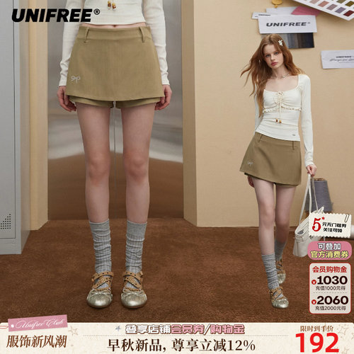 UNIFREE高腰显瘦休闲短裤裙