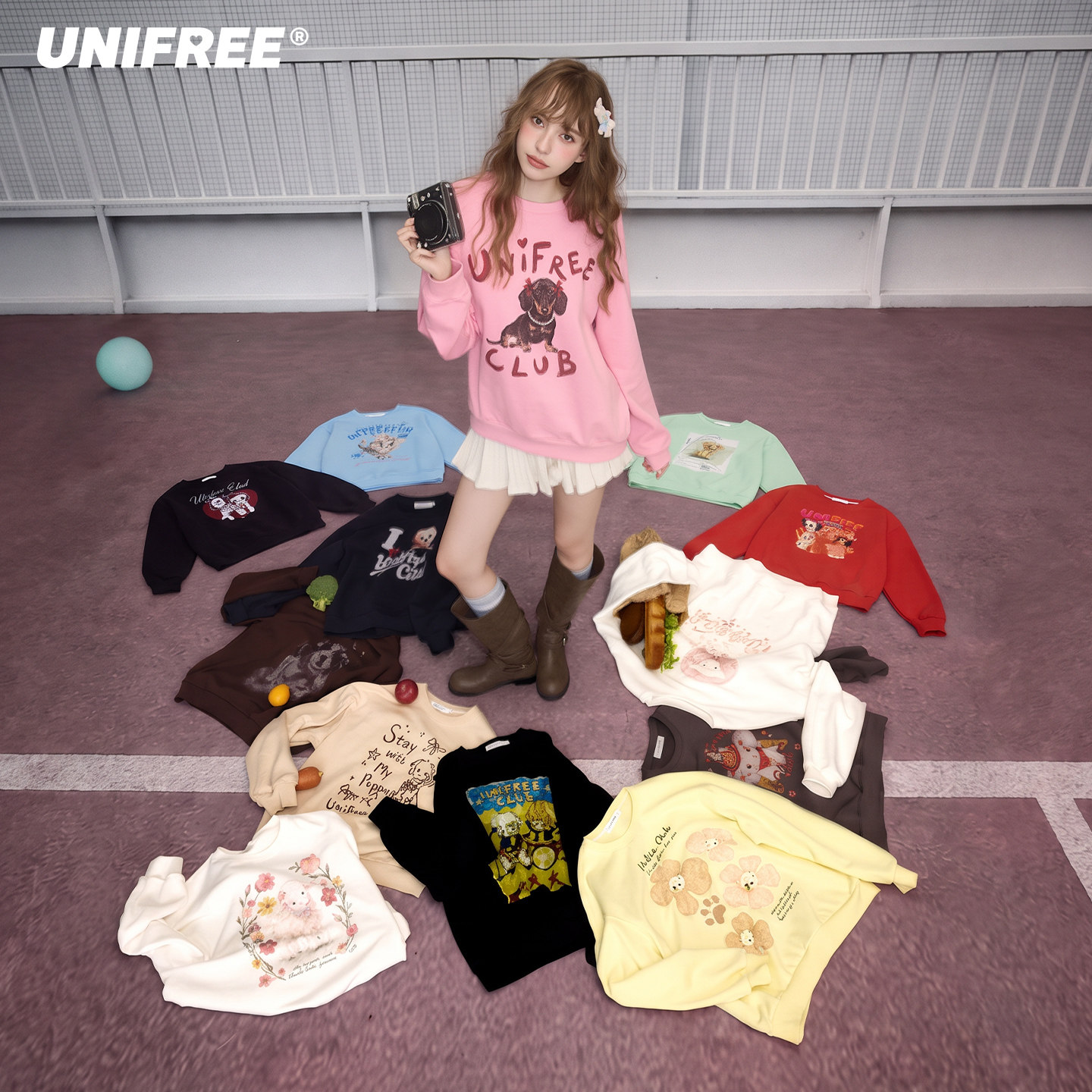 UNIFREE韩系基础款圆领卫衣