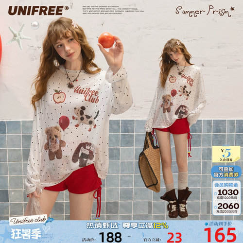UNIFREE莱赛尔波点印花长袖罩衫