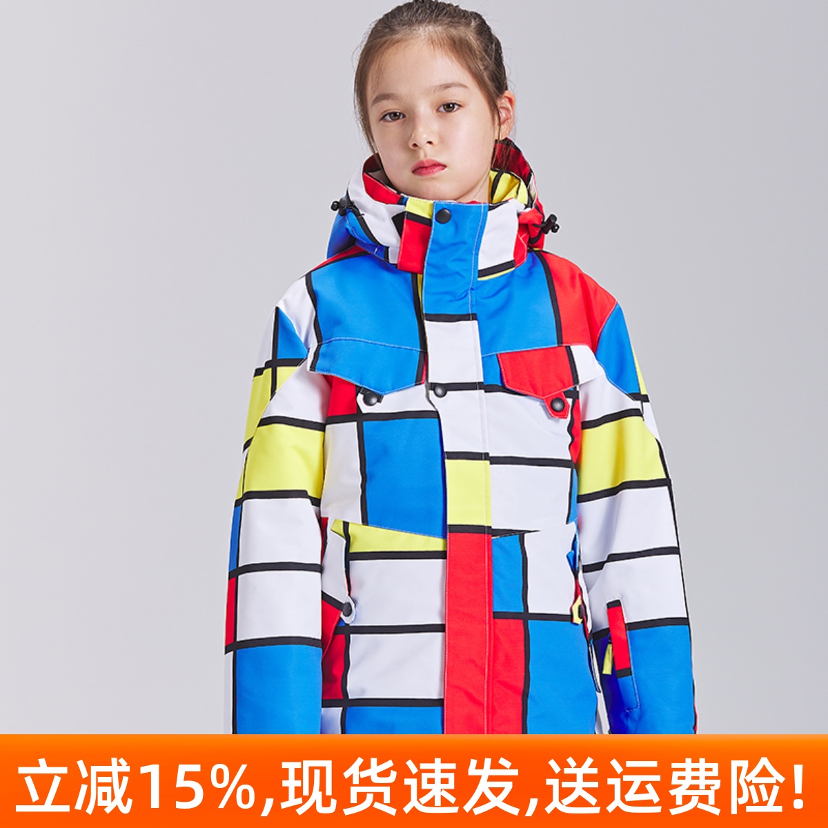 儿童滑雪服套装加厚保暖防水防风户外冲锋衣服外贸成人滑雪衣紫色