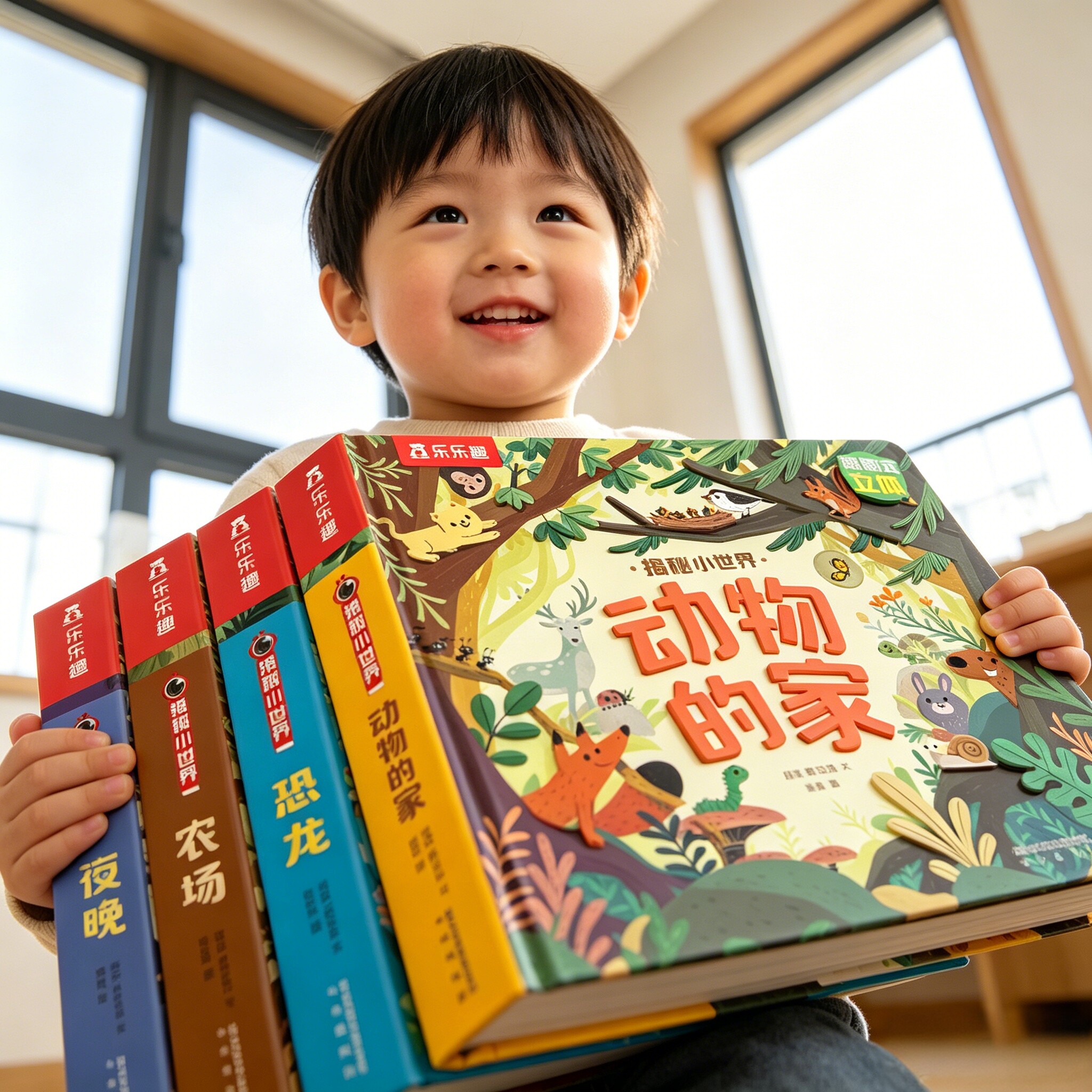 绘本0到1-3岁宝宝早教洞洞书婴幼儿启蒙认知立体翻翻书一两岁宝宝机关书籍动物恐龙百科书新生儿2岁小月龄蒙氏触摸纸板故事书籍
