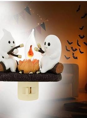 跨境Ghost Campfire Flickering Nightlight幽灵插座小夜灯摆件