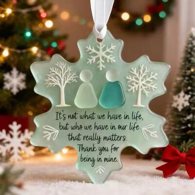 跨境爆款 Snowflake Shaped Sea Glass Friendship Ornament挂件