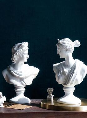 北欧人物雕塑摆件大卫石膏雕像艺术头像创意客厅书架家居装饰品